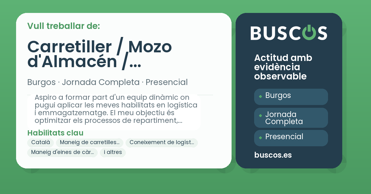 Carretiller / Mozo d'Almacén / Repartidor