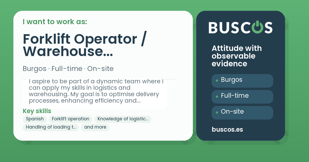 Forklift Operator / Warehouse Operative / Delivery Driver